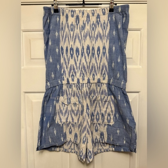 Joie Gidget Ikat Chambray Romper in Blue and White Size L - Picture 5 of 5